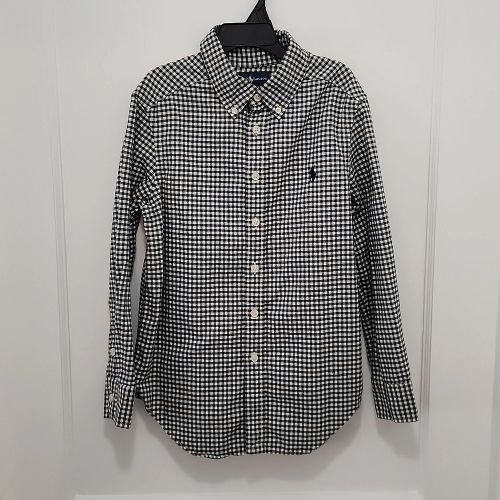 Ralph Lauren Kids Green Check Button Down Oxford Shirt Size Small (8)
